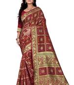 Maroon Zari Woven Banarasi Silk Bandhani Saree With Blouse