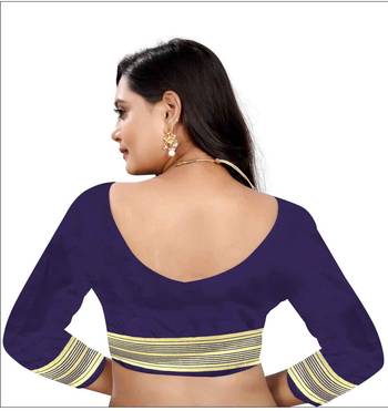 Navy Blue Zari Woven Banarasi Silk Bandhani Saree With Blouse 4