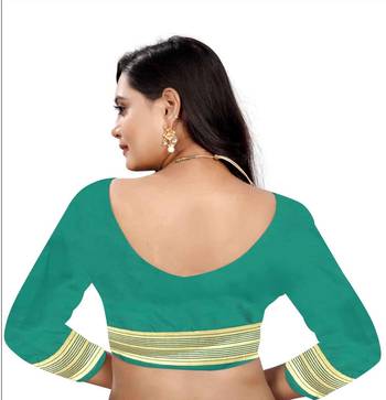 Rama Green Zari Woven Banarasi Silk Bandhani Saree With Blouse 4