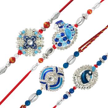 Mahi Combo of Peacock Four Rakhis 1