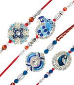 Mahi Combo of Peacock Four Rakhis