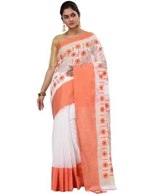 Pure Cotton Fuleswari Embroidery Tant Handloom Saree with Blouse Pic 1