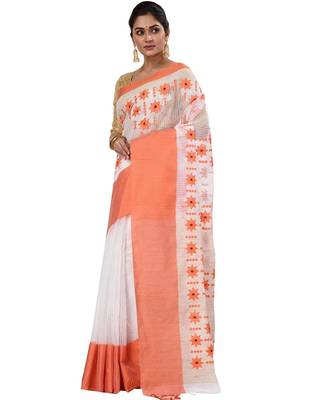 Pure Cotton Fuleswari Embroidery Tant Handloom Saree with Blouse Pic 5