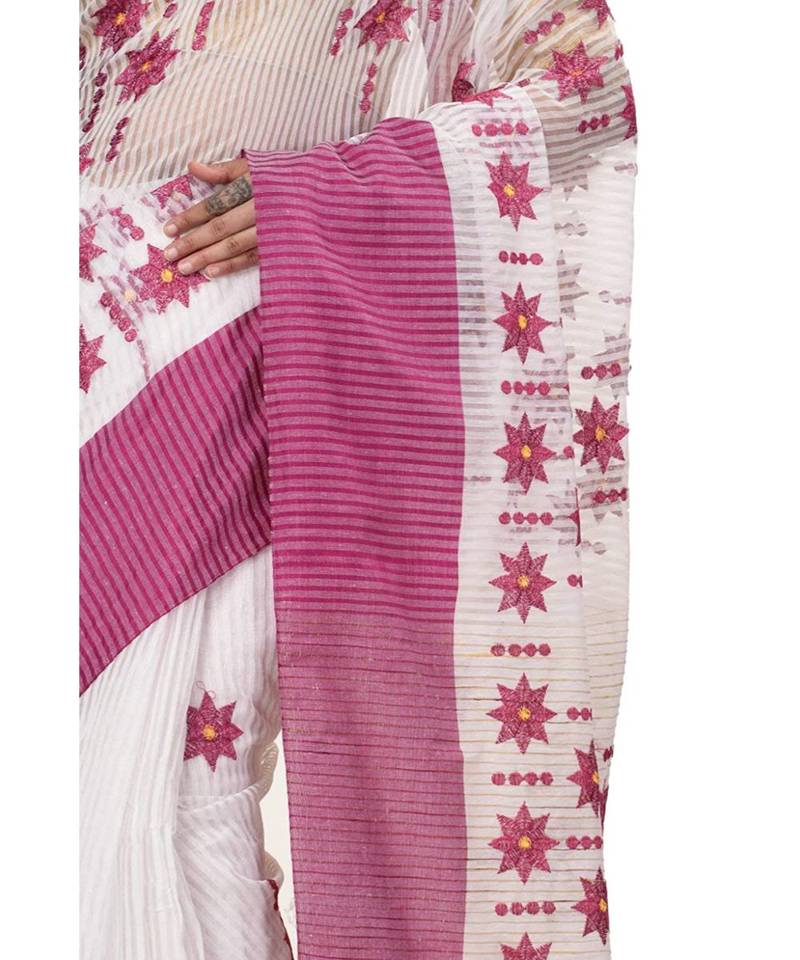 Pure Cotton Fuleswari Embroidery Tant Handloom Saree with Blouse Pic
