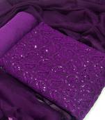 Purple Chikankari Embroidered Georgette Unstitched Salwar Kameez With Dupatta