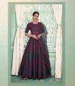 Grey Embroidery Soft SIlk Georgette Stitching Anarkali heavy satoon Dress with Dupatta
