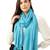 Anekaant Blue Solid Beaded Cotton Scarf with Tassels