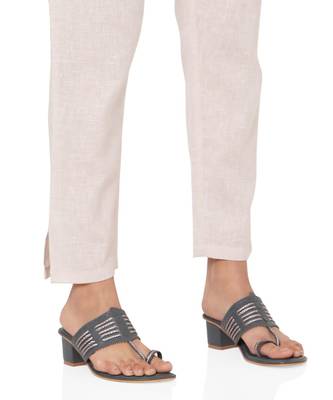 Women's Grey & Beige Cotton Jute readymade salwar suit with dupatta 4