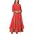 Women's Tomato Red Georgette Polly readymade a-line salwar suit with dupatta