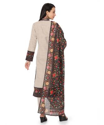 Women's Beige & Black Khadi Cotton readymade salwar suit with dupatta 2