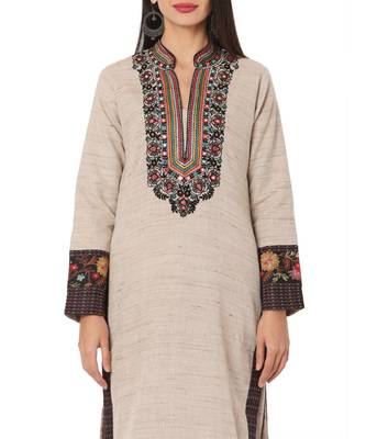 Women's Beige & Black Khadi Cotton readymade salwar suit with dupatta 5