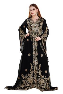 SALE !! Moroccan Islamic Kaftan Beach Fancy Modern Floor Length Bell Sleeve For Women Dress 1
