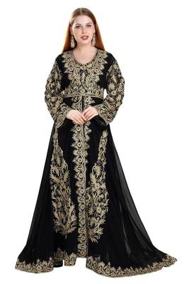 Exclusive Maxi Abaya Moroccan Islamic Kaftan Beach Fancy Modern Floor Length Bell Sleeve For Women Dress 1