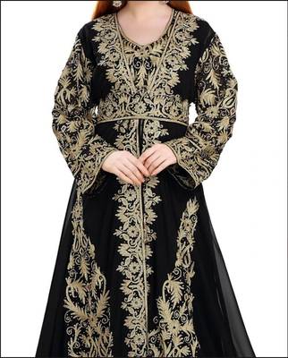 Exclusive Maxi Abaya Moroccan Islamic Kaftan Beach Fancy Modern Floor Length Bell Sleeve For Women Dress 2