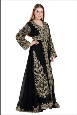 Exclusive Maxi Abaya Moroccan Islamic Kaftan Beach Fancy Modern Floor Length Bell Sleeve For Women Dress 3