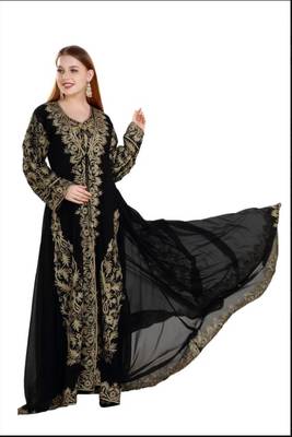 Exclusive Maxi Abaya Moroccan Islamic Kaftan Beach Fancy Modern Floor Length Bell Sleeve For Women Dress 4