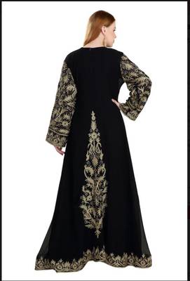 Exclusive Maxi Abaya Moroccan Islamic Kaftan Beach Fancy Modern Floor Length Bell Sleeve For Women Dress 5