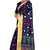 Blue printed pure polyester saree with blouse