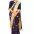 Blue printed pure polyester saree with blouse