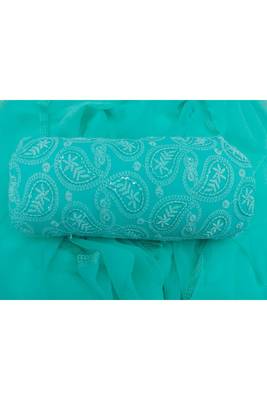 Turquoise Chikankari Embroidered Georgette Unstitched Salwar Kameez With Dupatta 1