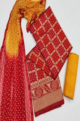 Red woven chanderi salwar 2