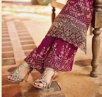 Pink Faux Georgette Shtraight cut Plazzo Style salwar kameez With Embroidery work 3
