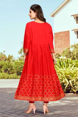 Red printed rayon ethnic-kurtis 5