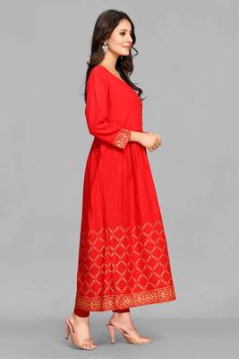 Red printed rayon ethnic-kurtis 6