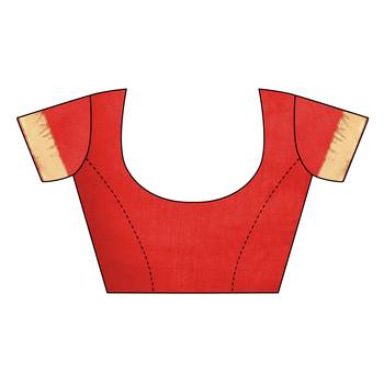 Red woven banarasi silk saree with blouse 4