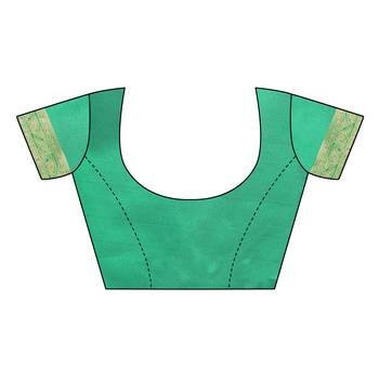 Green woven banarasi silk saree with blouse 4