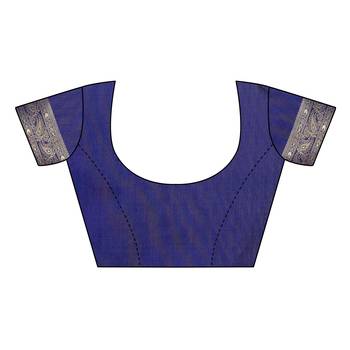 Blue woven banarasi silk saree with blouse 4