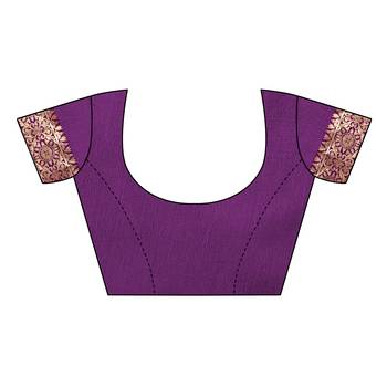 Purple woven banarasi silk saree with blouse 4