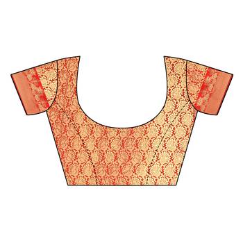 Green woven banarasi silk saree with blouse 4