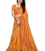 Mustard woven cotton saree with blouse