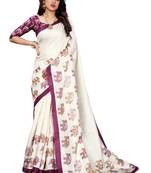 Purple printed khadi saree with blouse