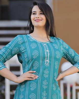Designer Printed Rayon A-Line Kurti With Skirt Set For Womens 3