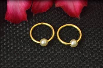 Combo of 2 circular gold plated Pearl Stone designer nose ring 1
