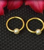 Combo of 2 circular gold plated Pearl Stone designer nose ring