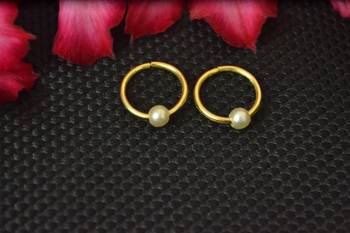 Combo of 2 circular gold plated Pearl Stone designer nose ring 2