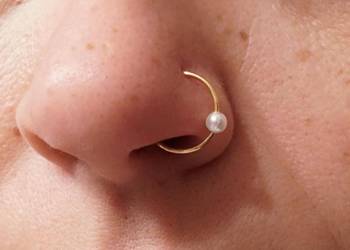 Combo of 2 circular gold plated Pearl Stone designer nose ring 3