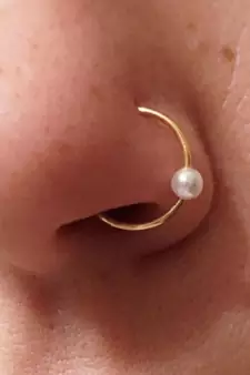 Combo of 2 circular gold plated Pearl Stone designer nose ring