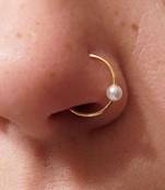 Combo of 2 circular gold plated pearl stone designer nose ring