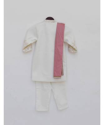 White Embroidered Cotton Silk Sherwani 2