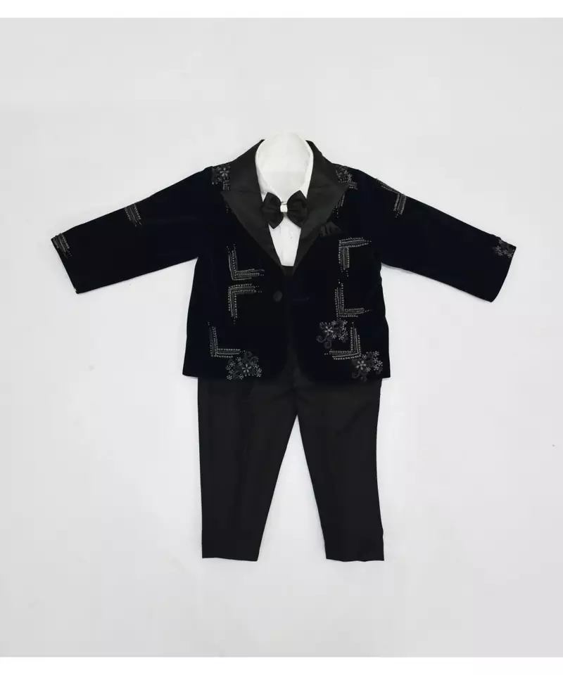 Dark Blue Coat set with Hand Embroidery Motifs