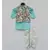 Off White Print Jacket with Blue Kurta and Dhoti