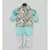 Off White Print Jacket with Blue Kurta and Dhoti