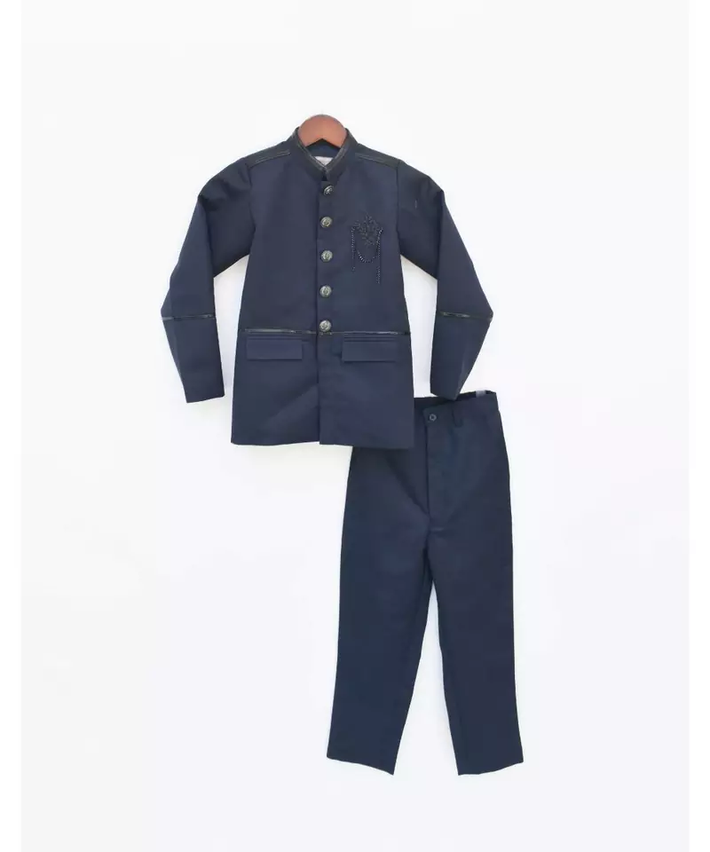 Dark Blue Coat Pant with Black Metal Buttons