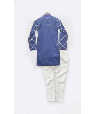 Blue Silk Kurta With Chudidar For Boys 2