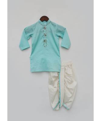 Blue Silk Kurta with Dhoti for Boys 1