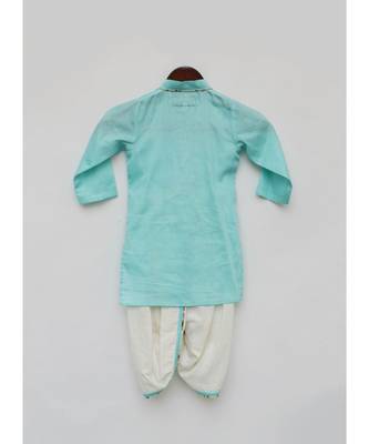 Blue Silk Kurta with Dhoti for Boys 3
